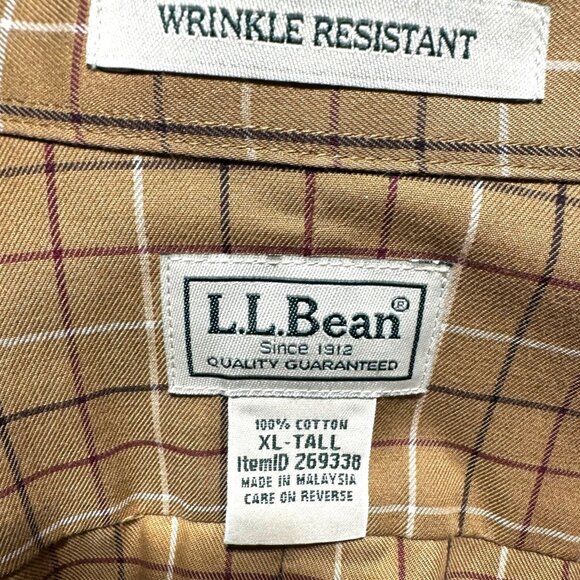 L.L. Bean Plaid Shirt Beige Size XLT - Picture 3 of 7
